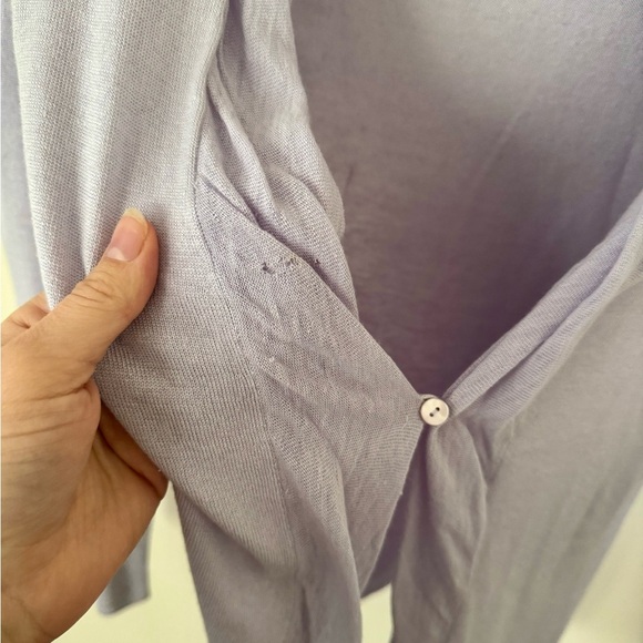 Kinross Women’s XS Light Lavender One Button Cardigan Silk Cashmere - Picture 4 of 7